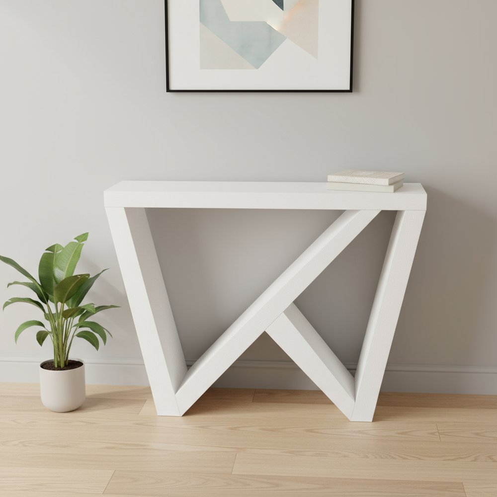 32" White Wood Abstract End Table — view 1