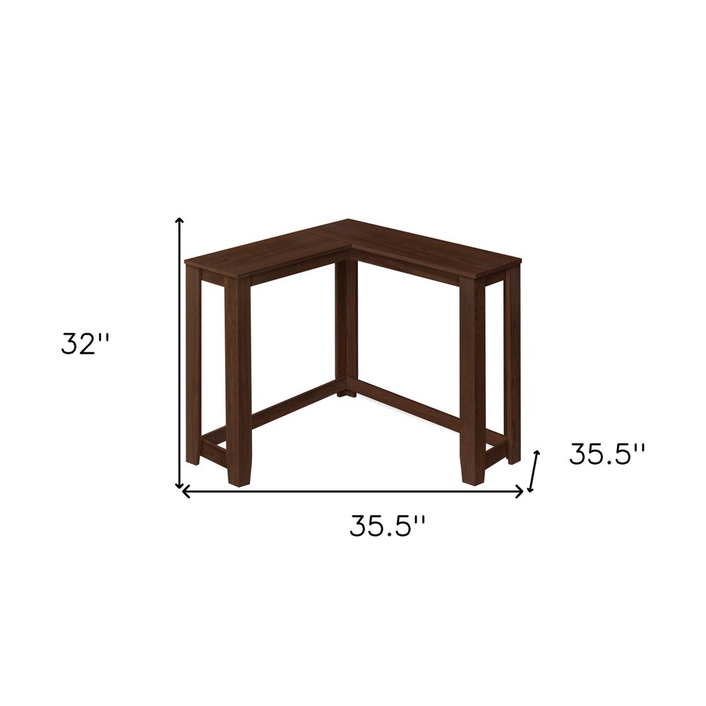 36" Espresso Wood Distressed Corner Frame Console Table HomeRoots