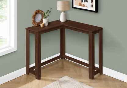 36" Espresso Wood Distressed Corner Frame Console Table HomeRoots