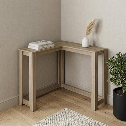 36" Espresso Wood Distressed Corner Frame Console Table HomeRoots
