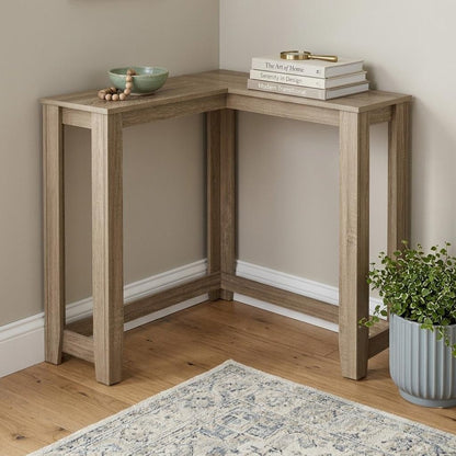 36" Espresso Wood Distressed Corner Frame Console Table HomeRoots