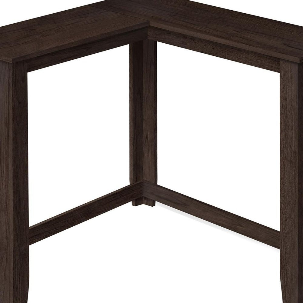 36" Espresso Wood Distressed Corner Frame Console Table HomeRoots