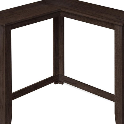 36" Espresso Wood Distressed Corner Frame Console Table HomeRoots