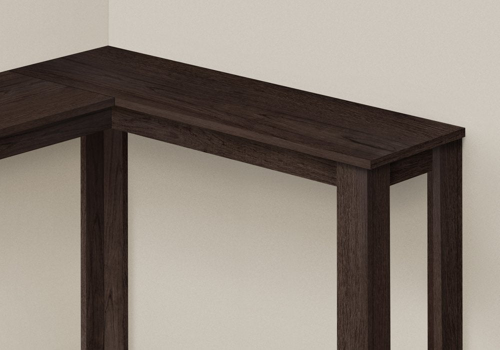 36" Espresso Wood Distressed Corner Frame Console Table HomeRoots