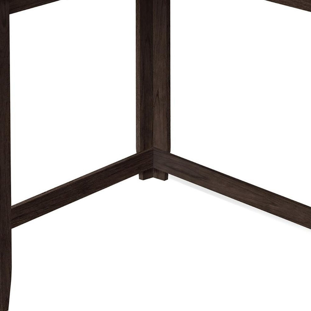 36" Espresso Wood Distressed Corner Frame Console Table HomeRoots