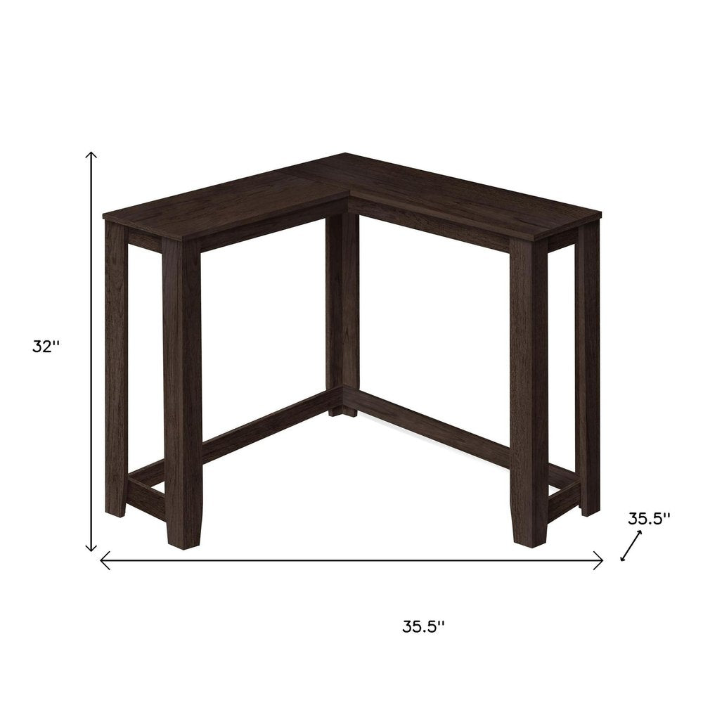 36" Espresso Wood Distressed Corner Frame Console Table HomeRoots