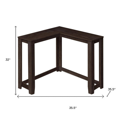 36" Espresso Wood Distressed Corner Frame Console Table HomeRoots