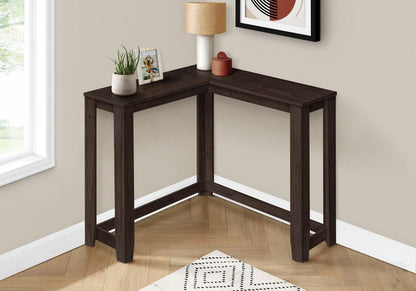 36" Espresso Wood Distressed Corner Frame Console Table HomeRoots