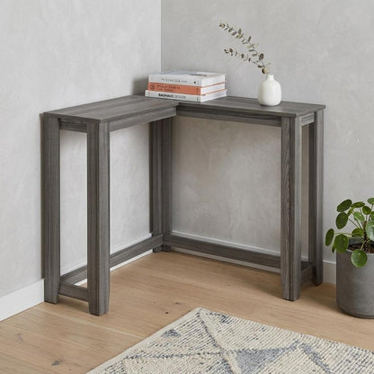 36" Espresso Wood Distressed Corner Frame Console Table HomeRoots