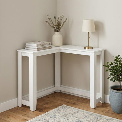 36" Espresso Wood Distressed Corner Frame Console Table HomeRoots