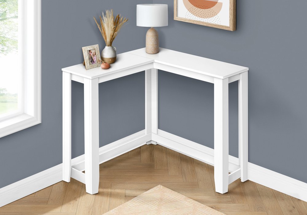 36" Espresso Wood Distressed Corner Frame Console Table HomeRoots