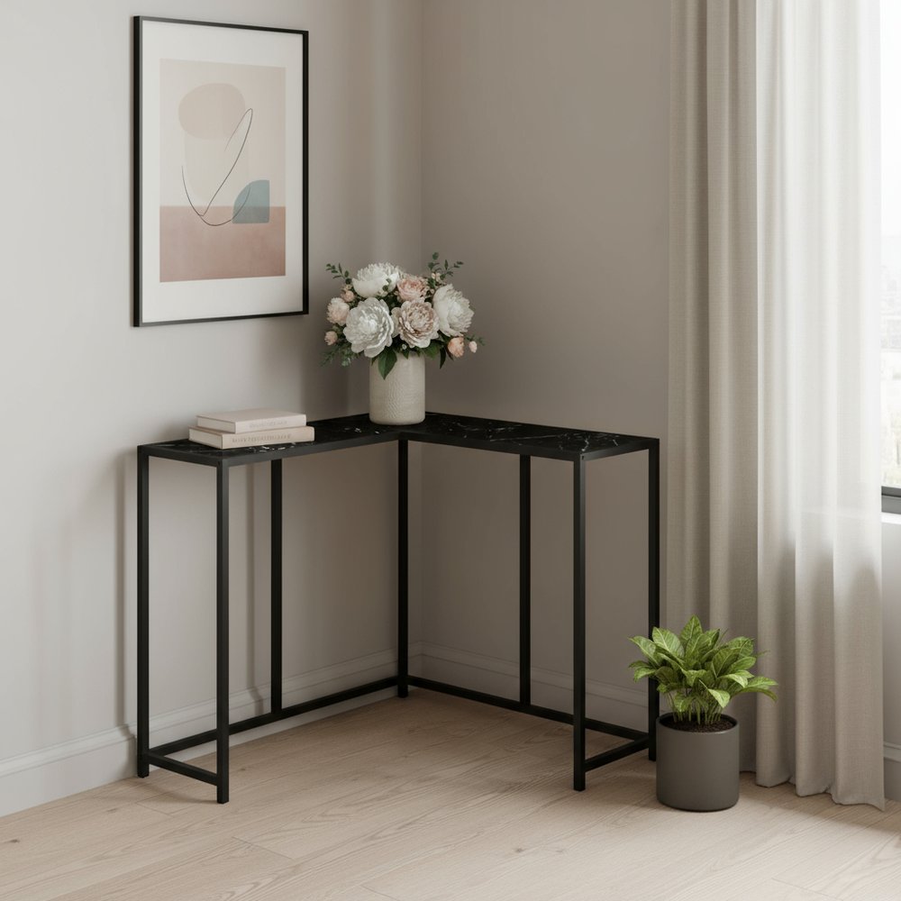 32" Black Laminate and Iron Frame End Table — view 11