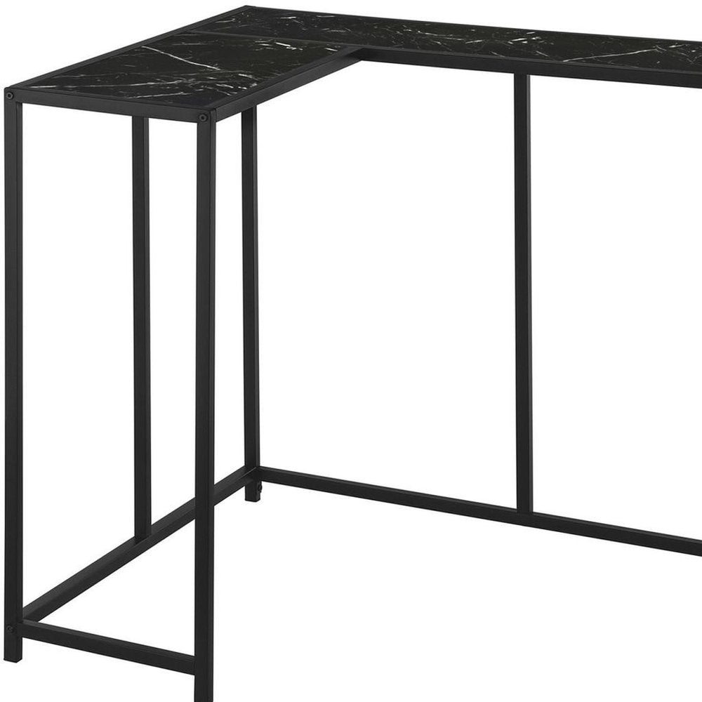 32" Black Laminate and Iron Frame End Table HomeRoots