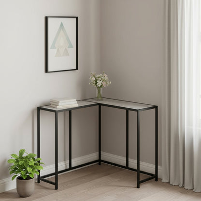 36" Gray and Black Wood and Metal Frame Console Table HomeRoots