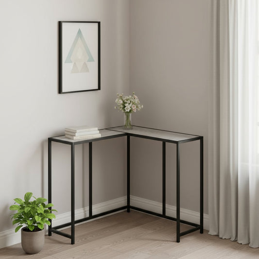 36" Gray and Black Wood and Metal Frame Console Table HomeRoots