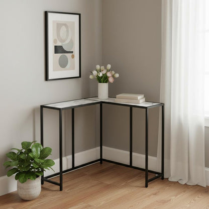 36" Gray and Black Wood and Metal Frame Console Table HomeRoots