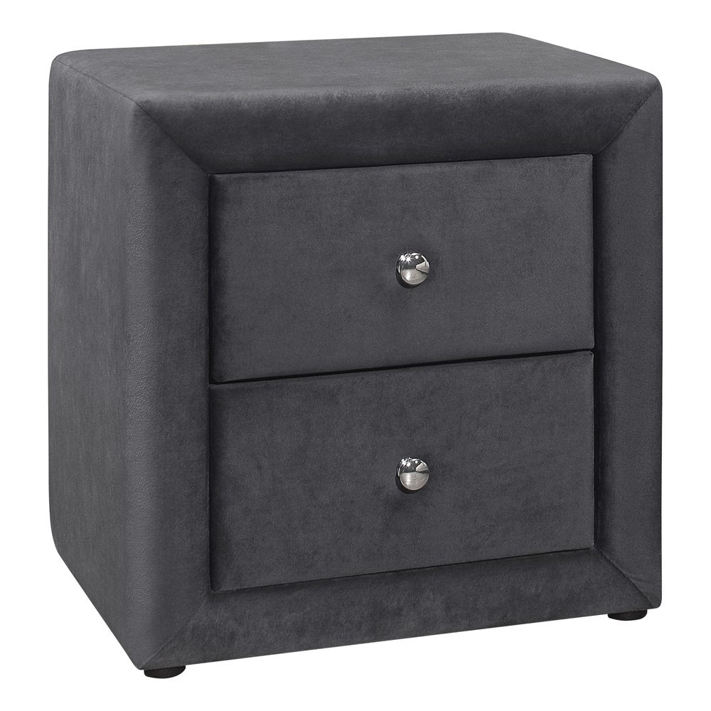 21" Dark Gray Wood Two Drawer Nightstand HomeRoots