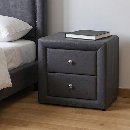 21" Dark Gray Wood Two Drawer Nightstand HomeRoots