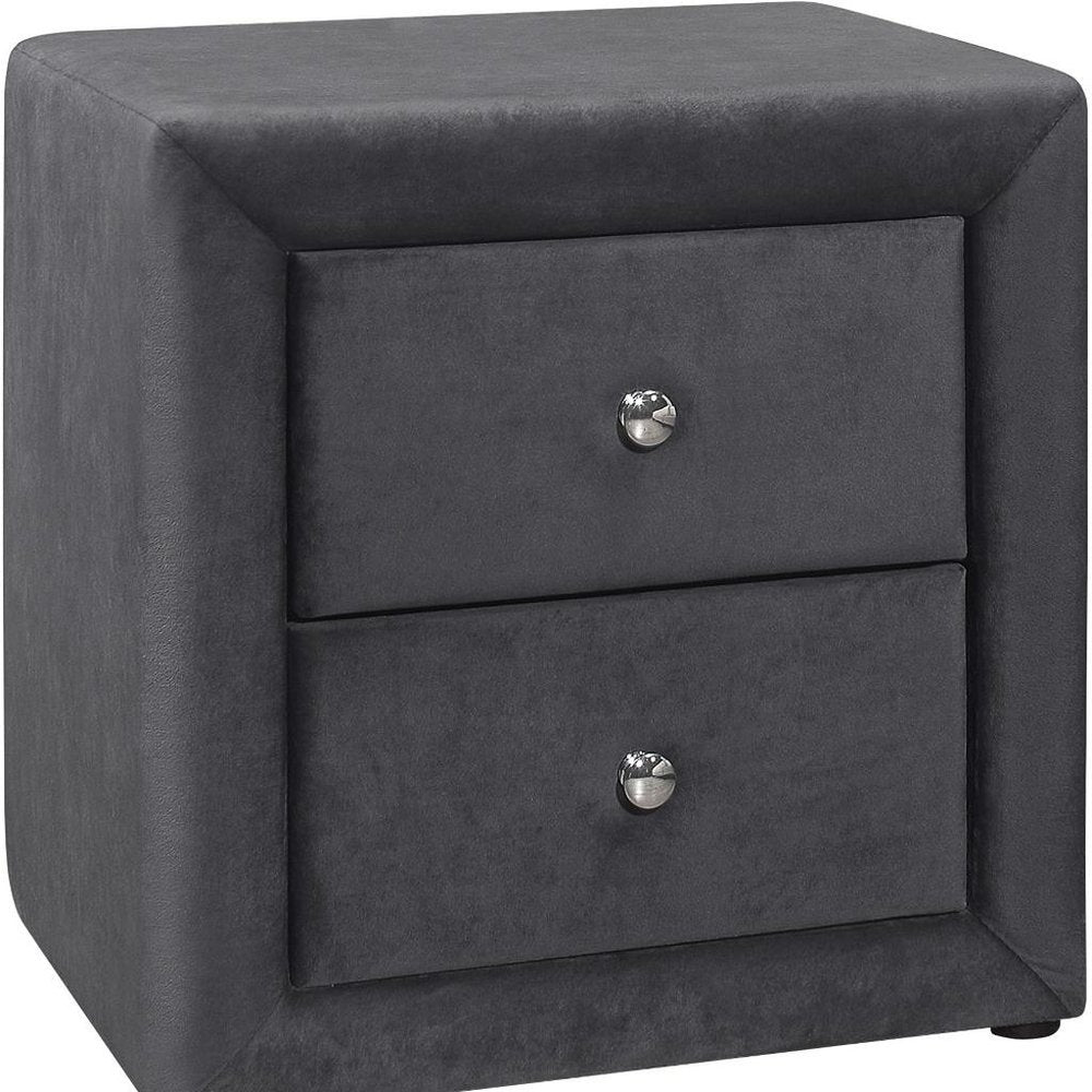 21" Dark Gray Wood Two Drawer Nightstand HomeRoots