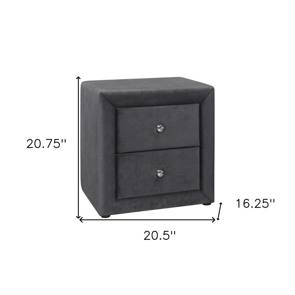21" Dark Gray Wood Two Drawer Nightstand HomeRoots