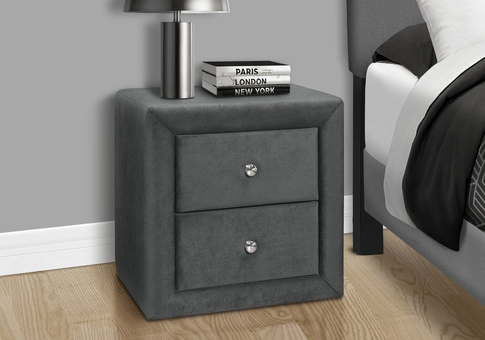 21" Dark Gray Wood Two Drawer Nightstand HomeRoots