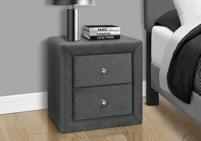 21" Dark Gray Wood Two Drawer Nightstand HomeRoots