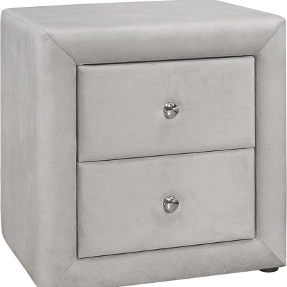 21" Light Gray Wood Two Drawer Nightstand HomeRoots