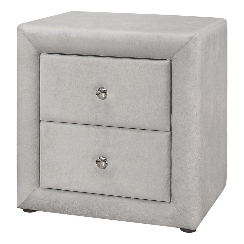 21" Light Gray Wood Two Drawer Nightstand HomeRoots