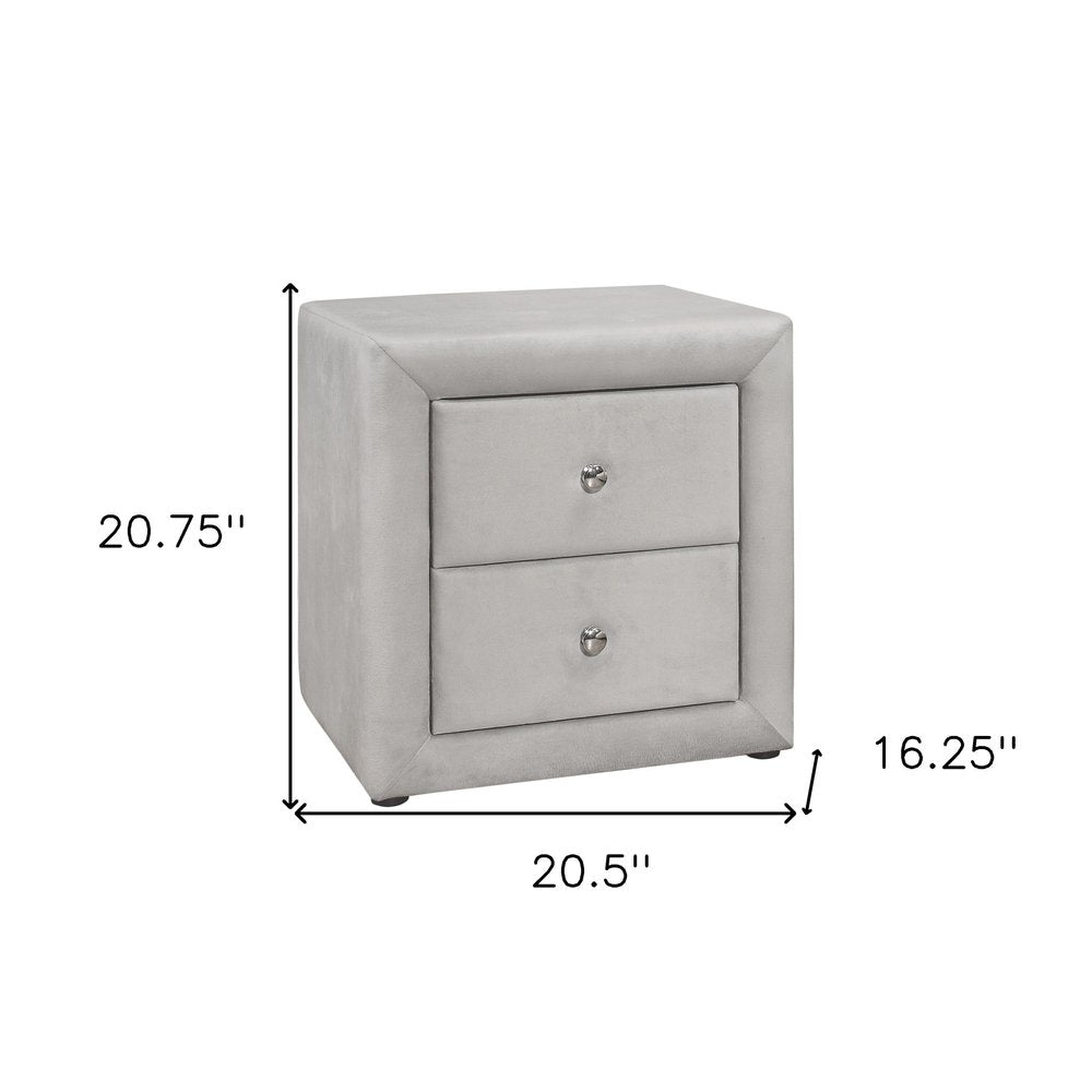 21" Light Gray Wood Two Drawer Nightstand HomeRoots