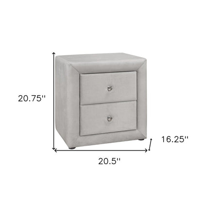21" Light Gray Wood Two Drawer Nightstand HomeRoots