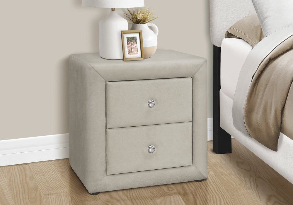 21" Light Gray Wood Two Drawer Nightstand HomeRoots