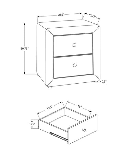 21" Light Gray Wood Two Drawer Nightstand HomeRoots