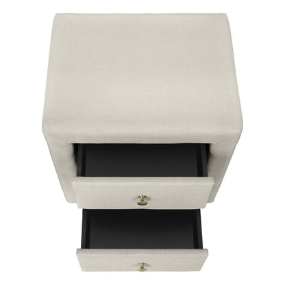 21" Beige Wood Two Drawer Nightstand HomeRoots