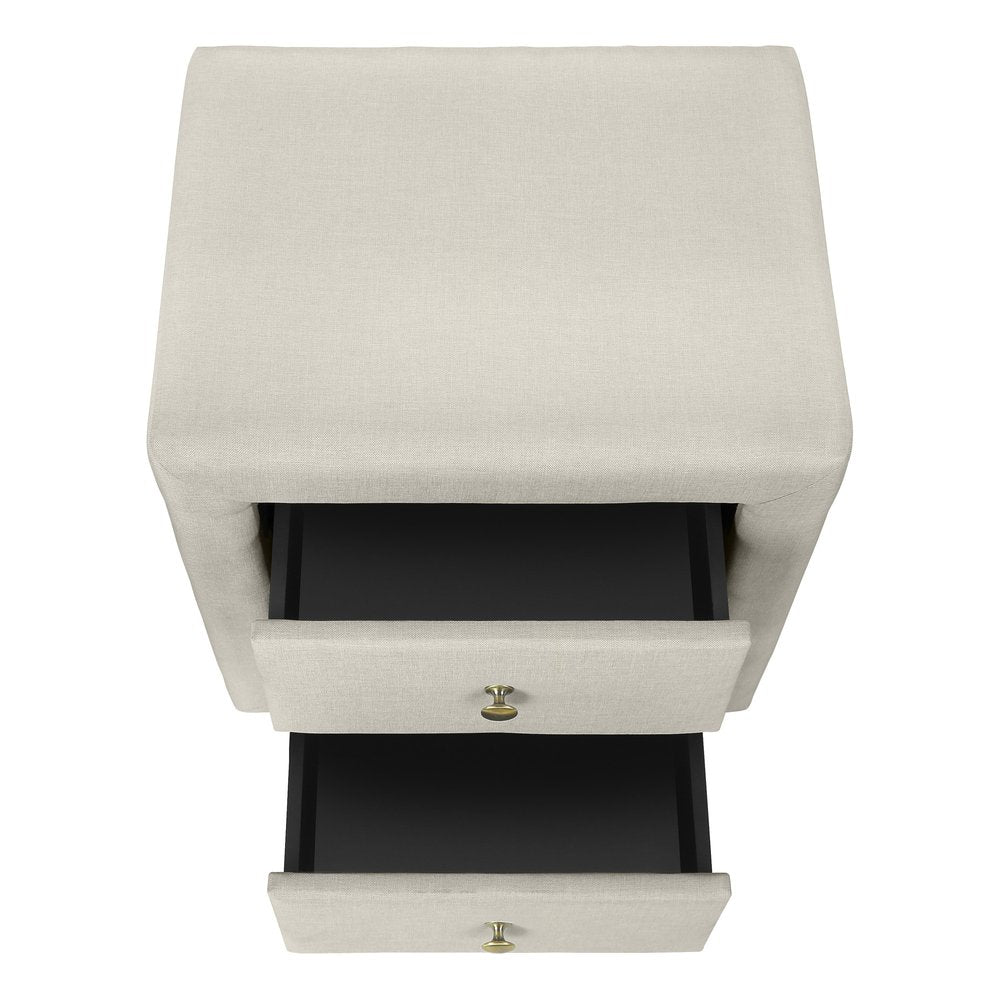 21" Beige Wood Two Drawer Nightstand HomeRoots
