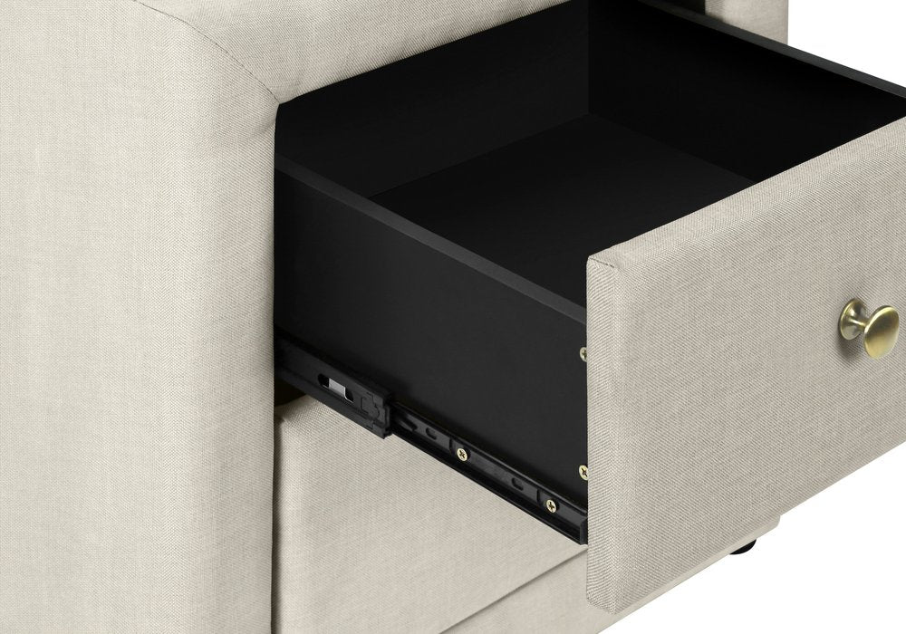 21" Beige Wood Two Drawer Nightstand HomeRoots