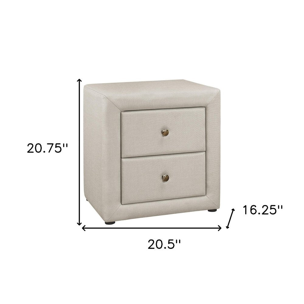21" Beige Wood Two Drawer Nightstand HomeRoots