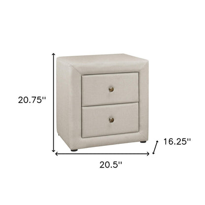 21" Beige Wood Two Drawer Nightstand HomeRoots