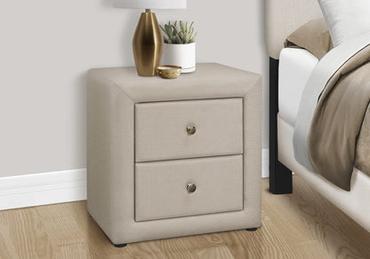 21" Beige Wood Two Drawer Nightstand HomeRoots