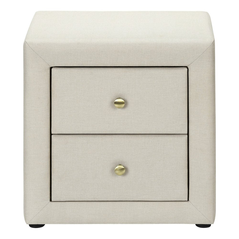 21" Beige Wood Two Drawer Nightstand HomeRoots