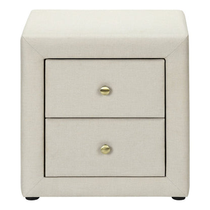 21" Beige Wood Two Drawer Nightstand HomeRoots