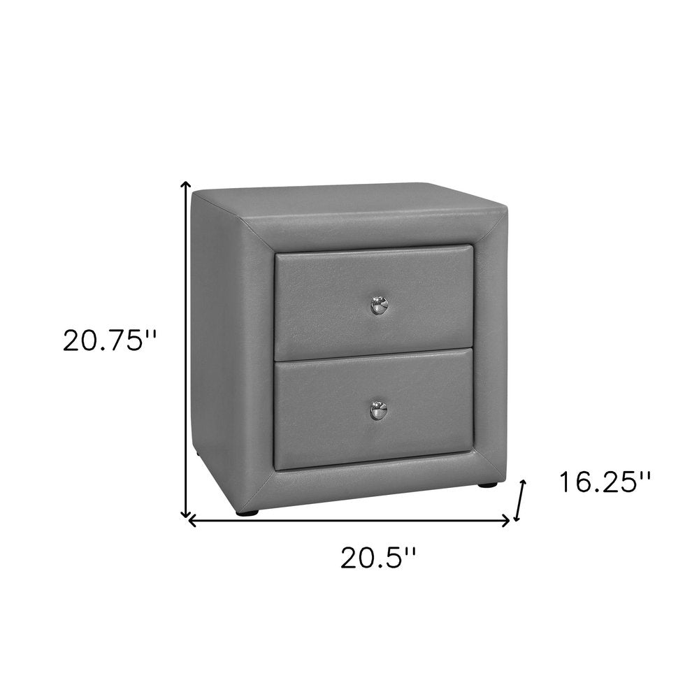 21" Gray Wood Two Drawer Nightstand HomeRoots