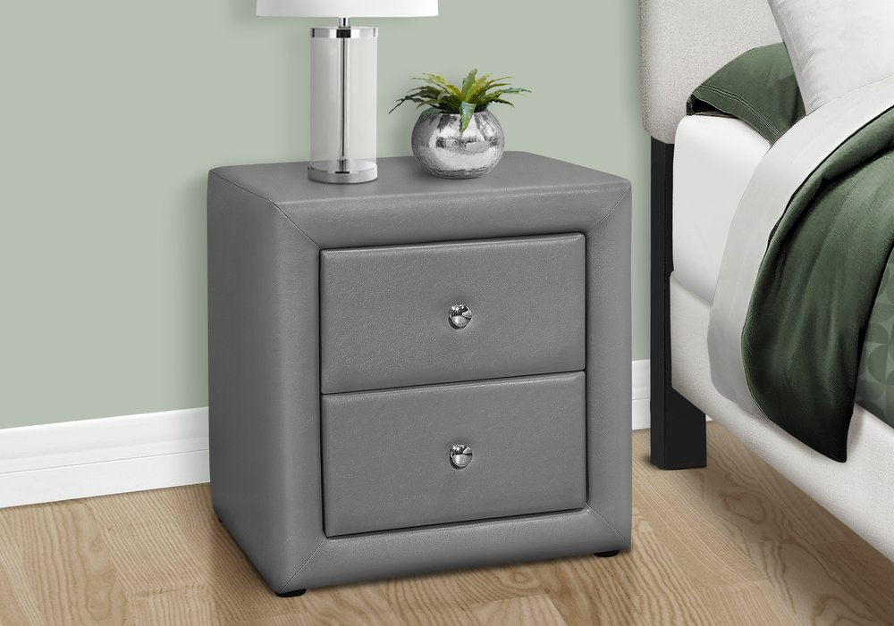 21" Gray Wood Two Drawer Nightstand HomeRoots