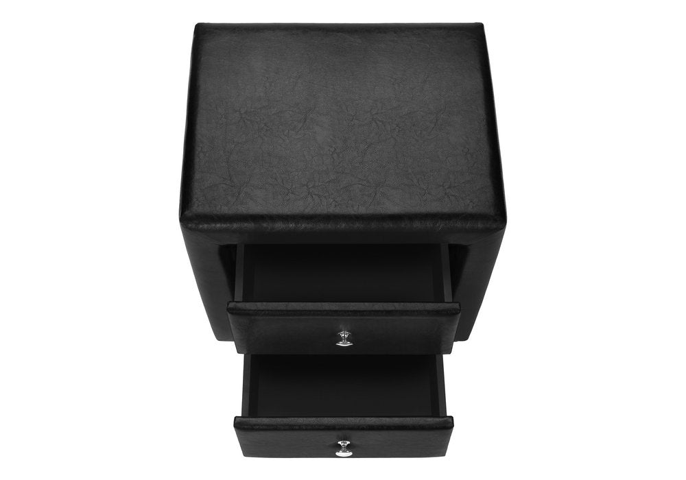 21" Black Wood Two Drawer Nightstand HomeRoots