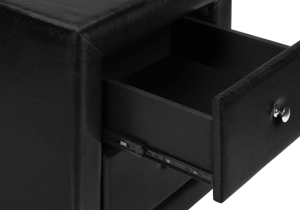 21" Black Wood Two Drawer Nightstand HomeRoots