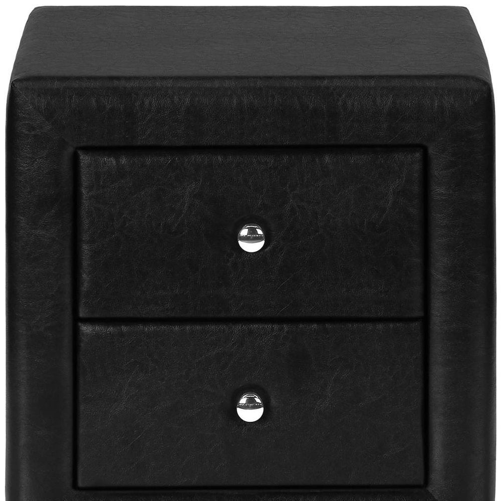 21" Black Wood Two Drawer Nightstand HomeRoots