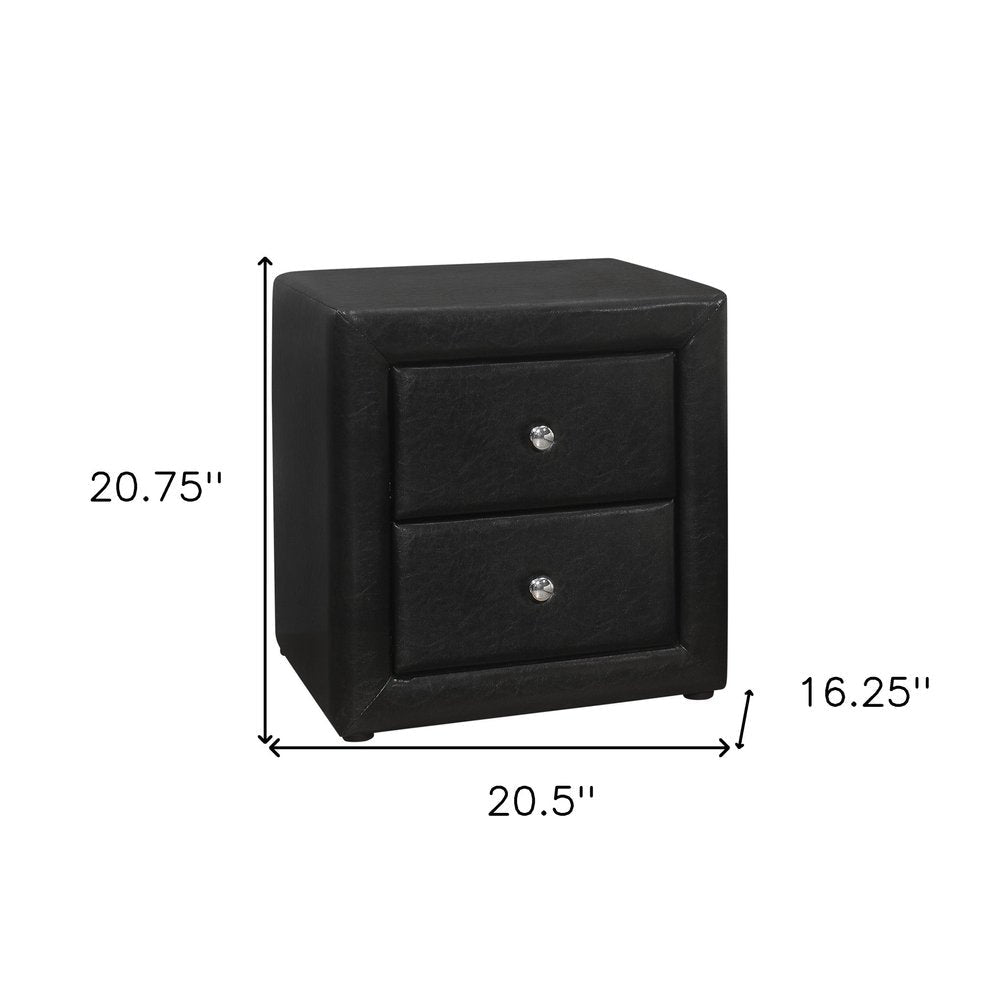 21" Black Wood Two Drawer Nightstand HomeRoots