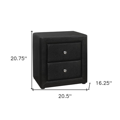 21" Black Wood Two Drawer Nightstand HomeRoots
