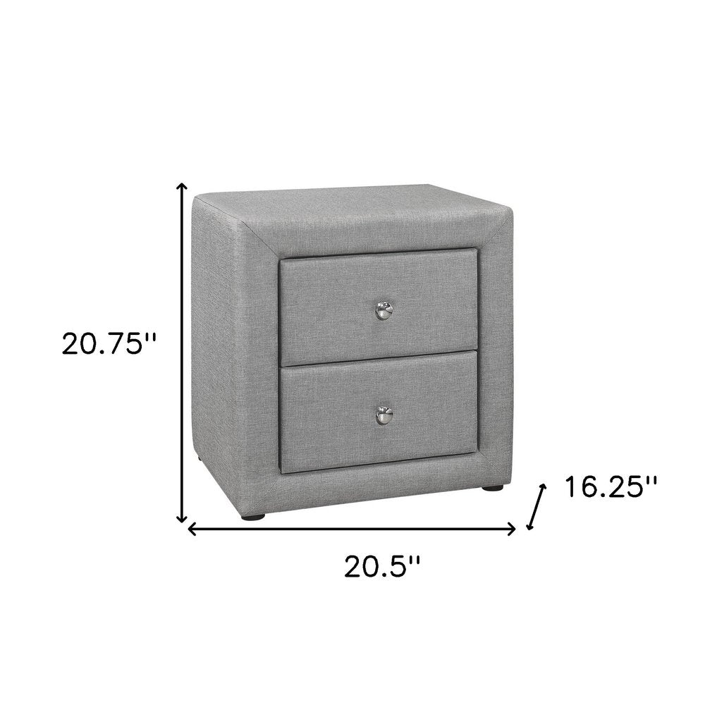 21" Gray Wood Two Drawer Nightstand HomeRoots
