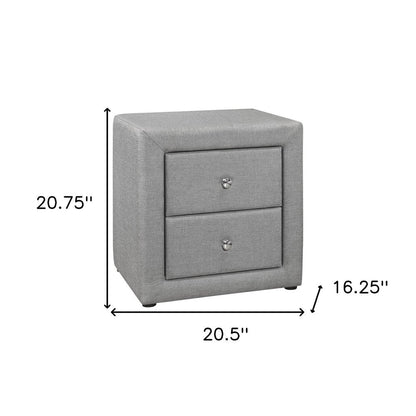 21" Gray Wood Two Drawer Nightstand HomeRoots