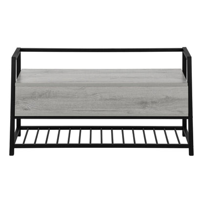 42" Gray And Black Bench With Flip top HomeRoots